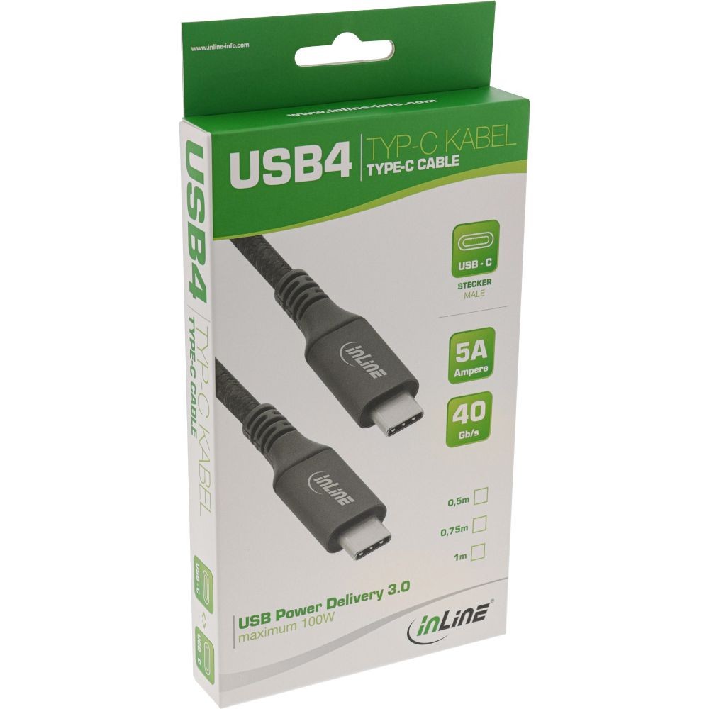 35901A  Cable de  1,00m USB 4 G3x2 40Gbps PD100W USB-C Macho a USB-C Macho Negro Video Datos y Carga