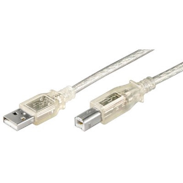 68606  Cable USB 2.0 (AM/BM)  1.00m Transparente Doble Malla