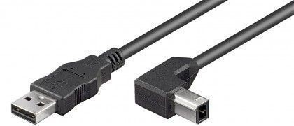 93016  Cable USB 2.0 (AM/BM)  0.50m Negro 90º Doble Malla