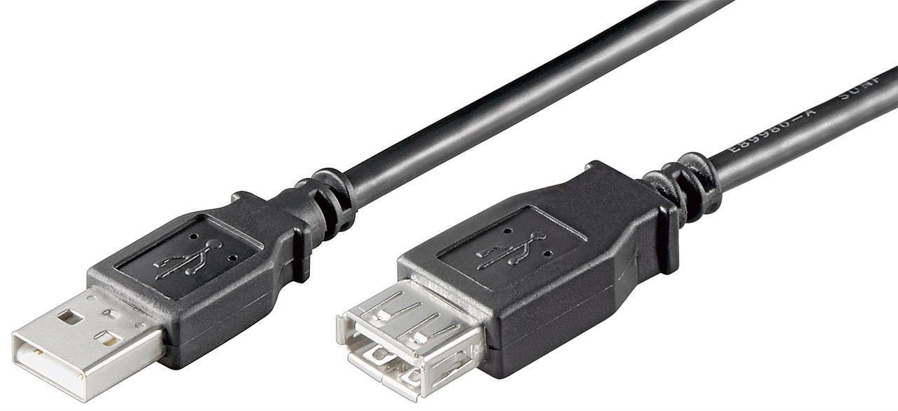 AK-300202-018-S  Cable alargador USB 2.0 de  1.80 m tipo A Macho a Hembra Doble Malla Negro Digitus
