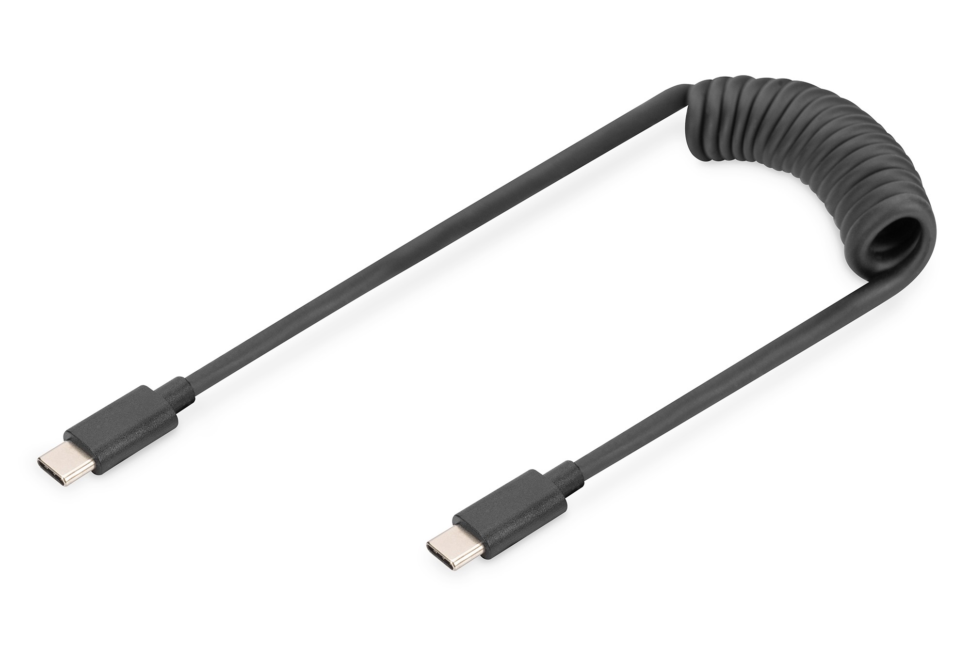AK-300431-006-S  Cable en espiral USB Type C a USB Type C; TPU USB 2.0, PD 60 W máx.; 1 m