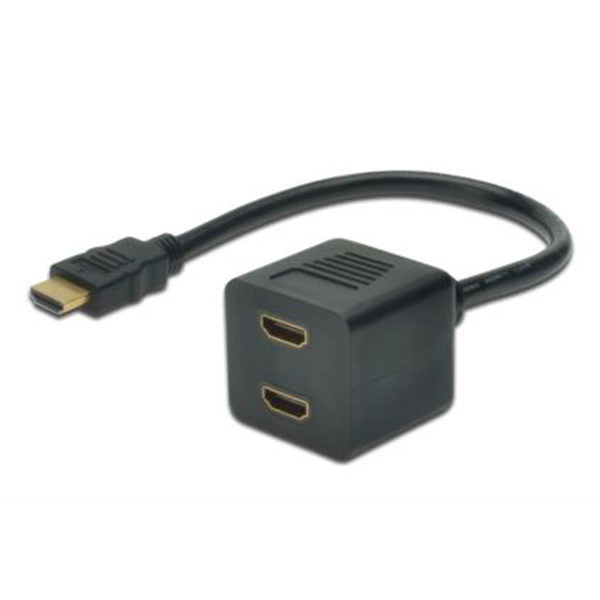 AK-330400-002-S  Cable  Splitter 1 HDMI Macho a 2 HDMI Hembra  0,20m