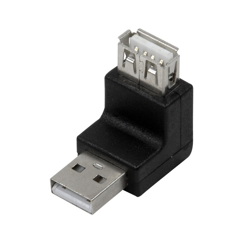 AU0027   USB 2.0 adapter, USB-A/M to USB-A/F, 270° angled, black