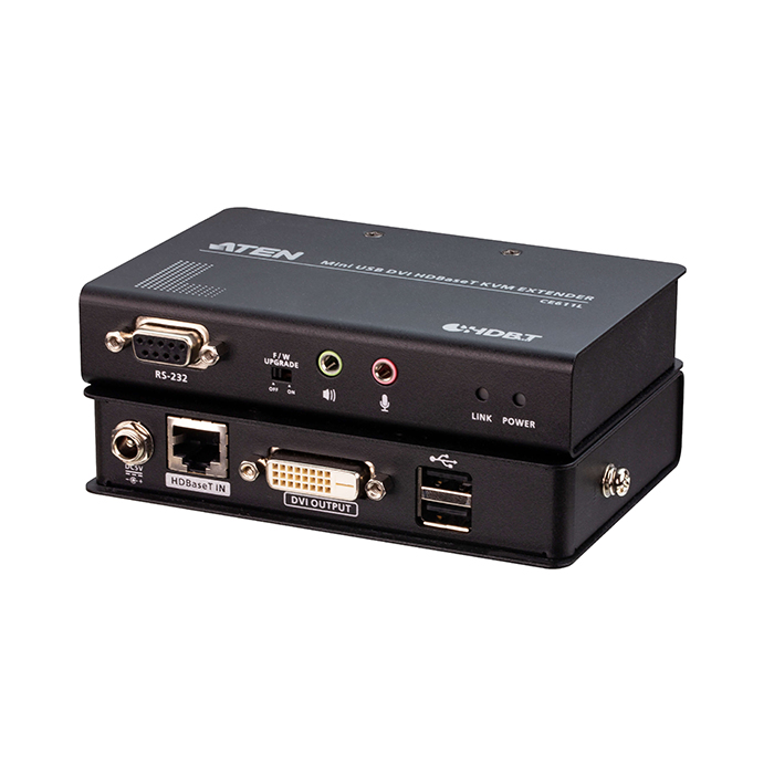 CE611  USB DVI HDBaseT? 1.0 Compact KVM Extender (1920 x 1200 up to 100m) with USB Peripheral Support and Audio