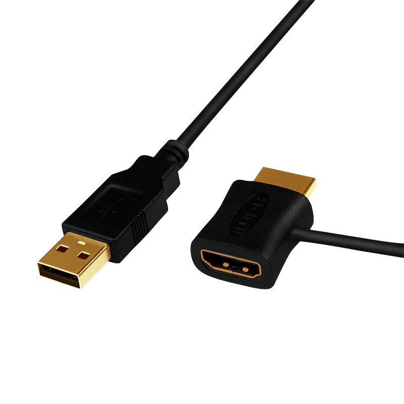 CH0081  Cable USB de Alimentacion con HDMI Macho y HDMI Hembra 0,5m