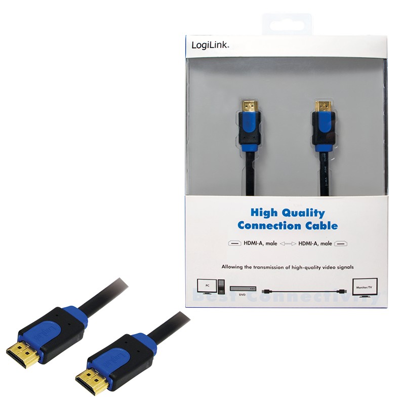 CHB1102  Cable HDMI A-A  2 metros Negro 4K 30Hz 10,2 Gbit/s Blister Negro Azul