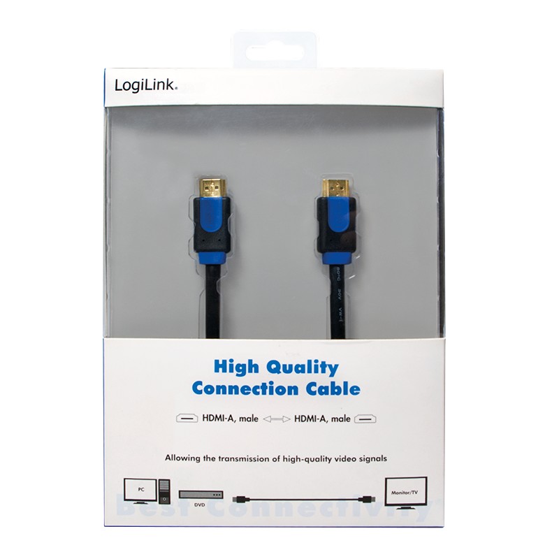 CHB1103  Cable HDMI A-A  3 metros Negro 4K 30Hz 10,2 Gbit/s Negro Azul Blister