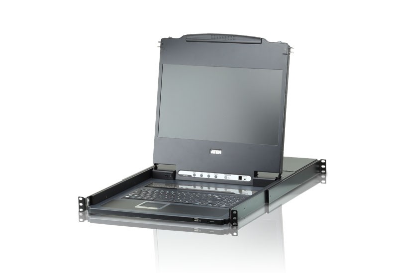 CL6708MW-ATA-XG  Consola LCD panorámica single rail con switch KVM integrado DVI USB de 8 puertos