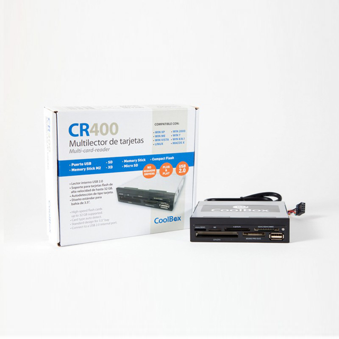 CR-400V2  Lector de tarjetas CR-400V2 USB 2.0 - BAHÍA 3.5 Coolbox **Ultimas Unidades****
