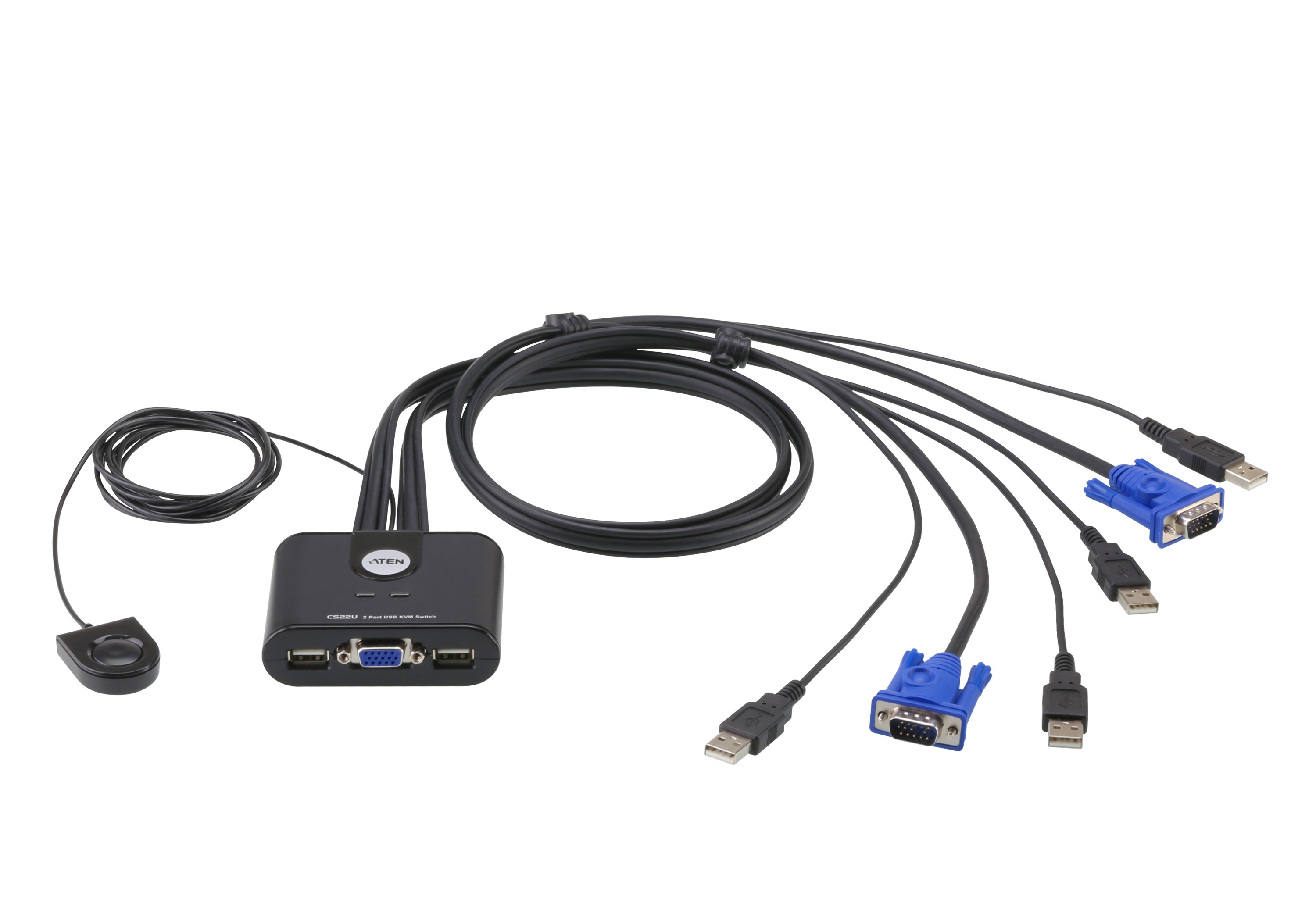 CS22U  Switch KVM formato cable VGA USB de 2 puertos con selector remoto de puerto