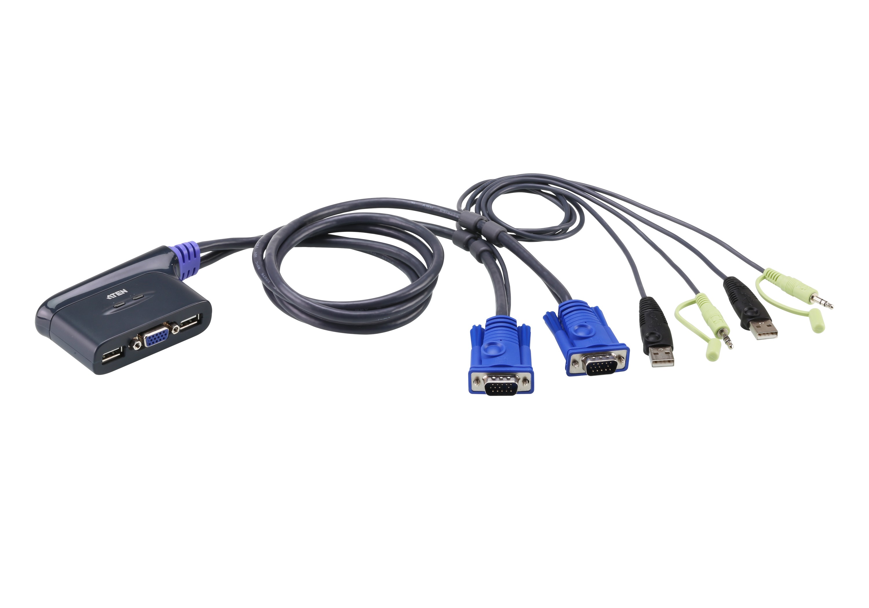 CS62US  Switch KVM formato cable VGA/Audio USB de 2 puertos (0,9m)  ATEN-CS62US