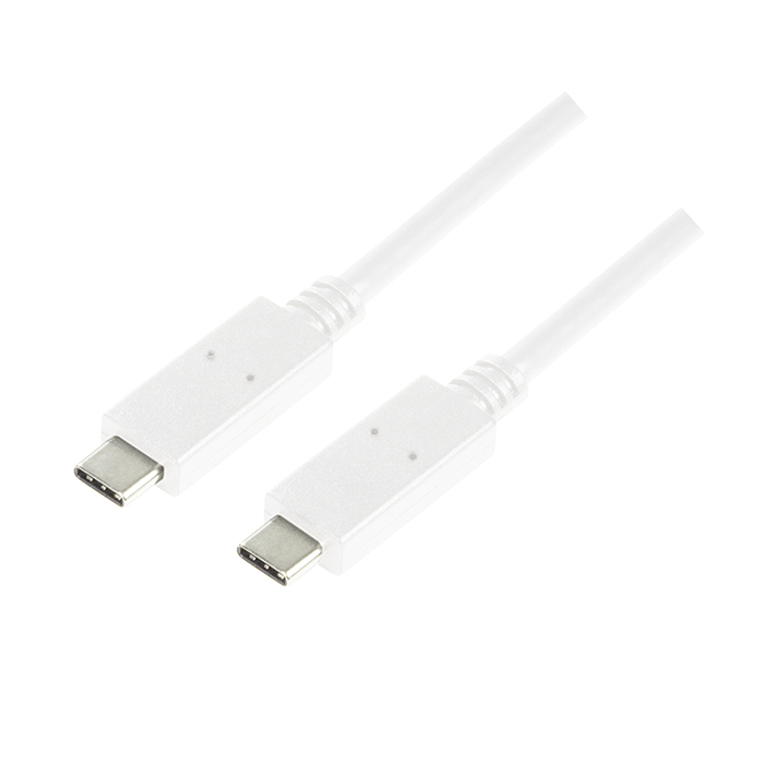 CU0130  Cable de  0,50m USB 3.2 Gen2 10 Gbit/s PD100W USB-C Macho a USB-C Macho Blanco Video Datos y Carga