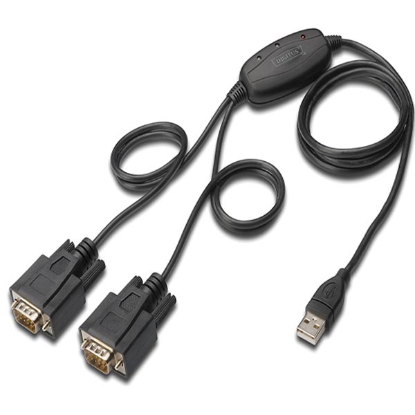 DA-70158  Conversor USB-A 2.0 a 2 puertos Serie DB9 (RS-232) 150Cm DIGITUS