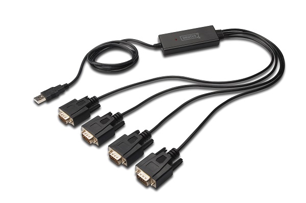 DA-70159  Conversor USB-A 2.0 a 4 puertos Serie DB9 (RS-232) 150Cm DIGITUS