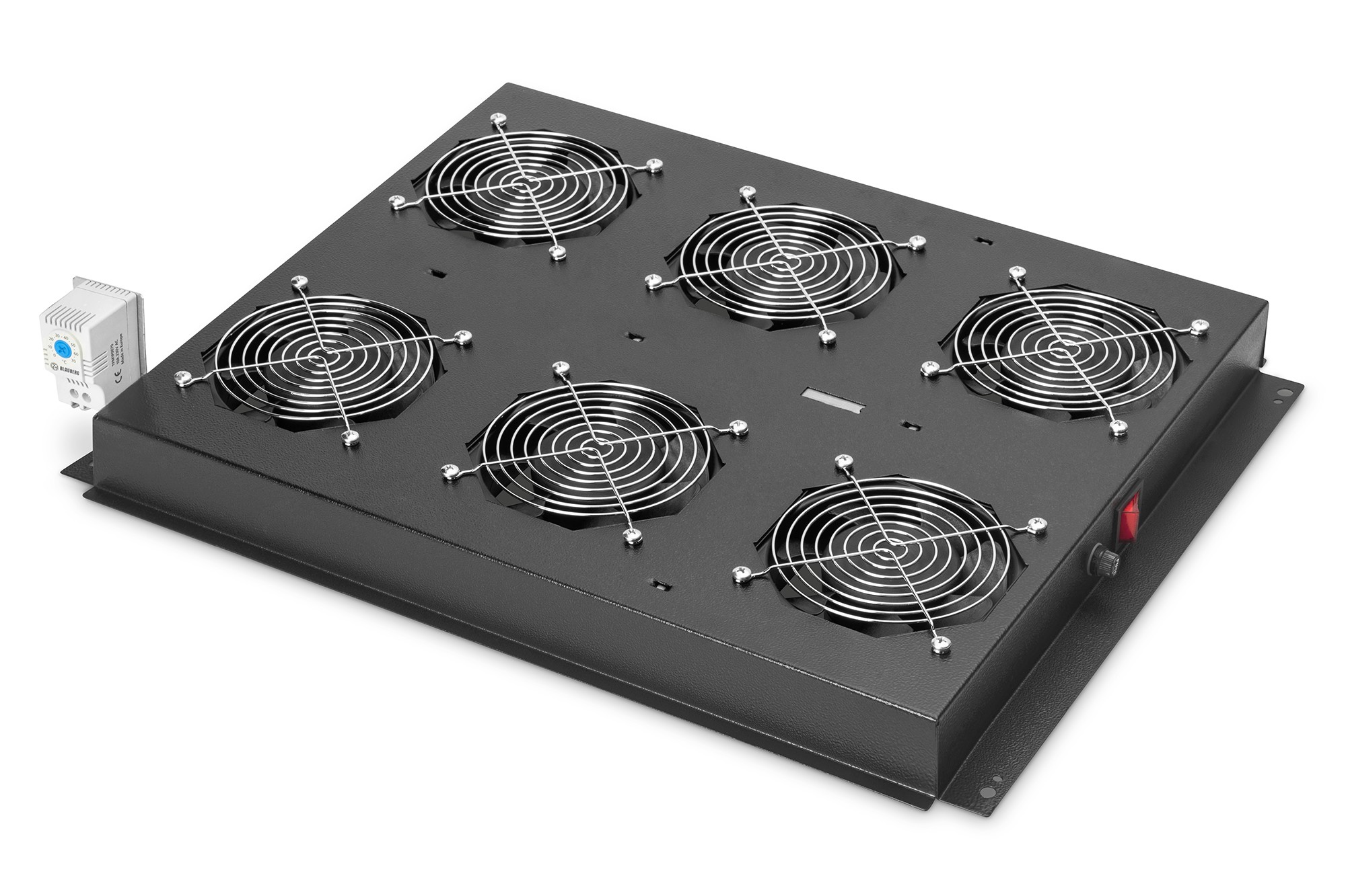 DN-19 FAN-6-SRV-B  Unidad de refrigeración de techo para armarios de servidor Unique  6 fans, thermostat, switch,, black (RAL 9005)