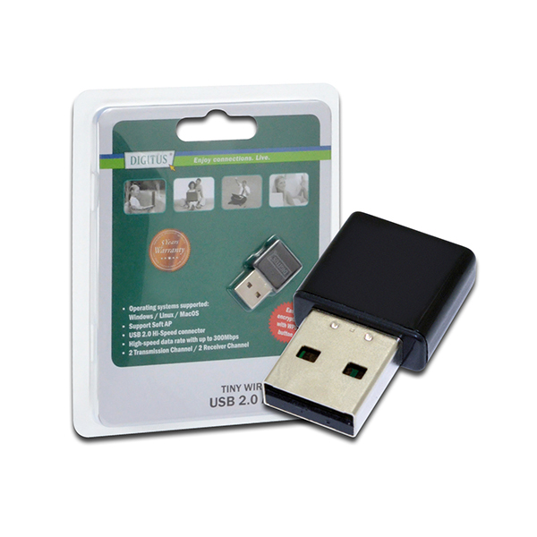 DN-70542  Adaptador Mini USB 2.0 Wireless 300Mbp Realtek 8192 2T/2R, con WPS boton