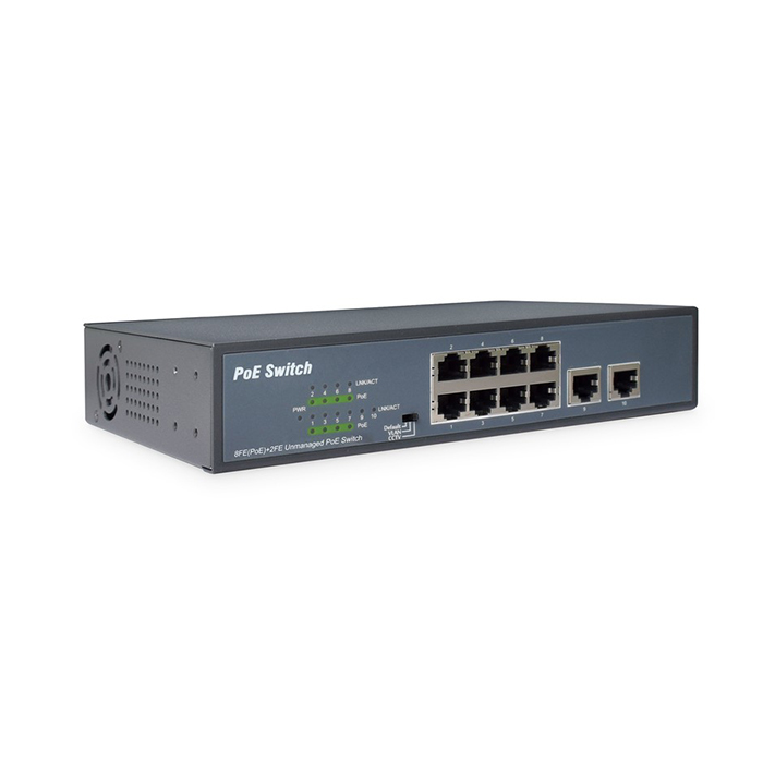 DN-95323-1  Switch  8 Ports Fast Ethernet POE, + 2 Uplink 120W 19" y sobremesa