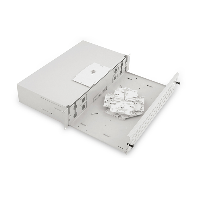 DN-96200-2U  Caja de empalme de fibra óptica, extensible, 2U 483 mm (19")