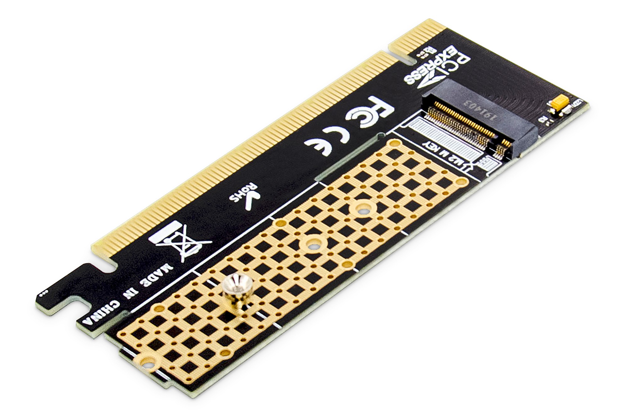 DS-33171  Tarjeta Add-On M.2 NVMe SSD PCIexpress x16 compatible con M Key, tamaño 80, 60, 42 y 30 mm