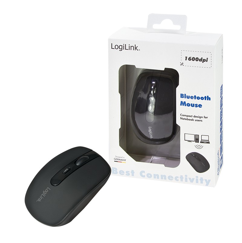 ID0078A  Mini Ratón Bluetooth V3.0 + EDR, Class 2 (Backward compatible) 1000/1600dpi Negro LogiLink