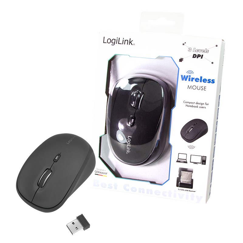 ID0193  Ratón Ergonomico Wireless 2.4GHz  Negro LogiLink