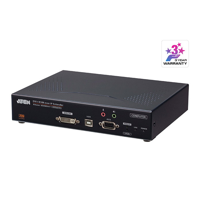 KE6900AIT  USB DVI-I KVM over IP Transmitter with Internet Access, Local Console, Power/LAN Redundancy (SFP Slot), RS-232 Control and Audio