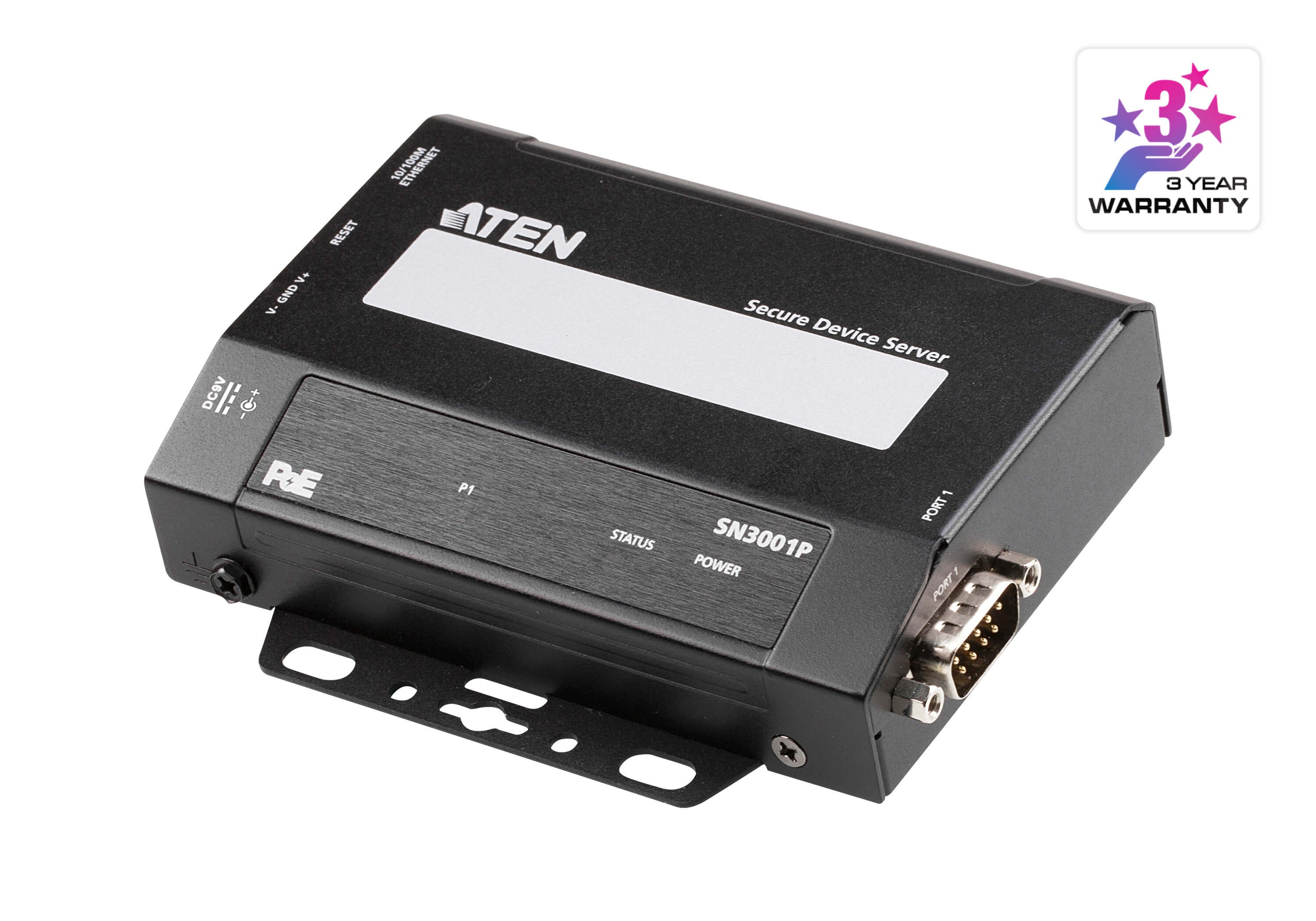 SN3001P  1-Port RS-232 Secure Device Server over Ethernet Transmission with PoE