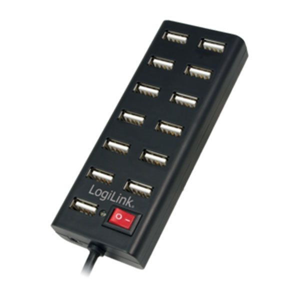 UA0126  Hub USB 2.0 de 13 puertos con alimentador,Negro,Con Interruptor