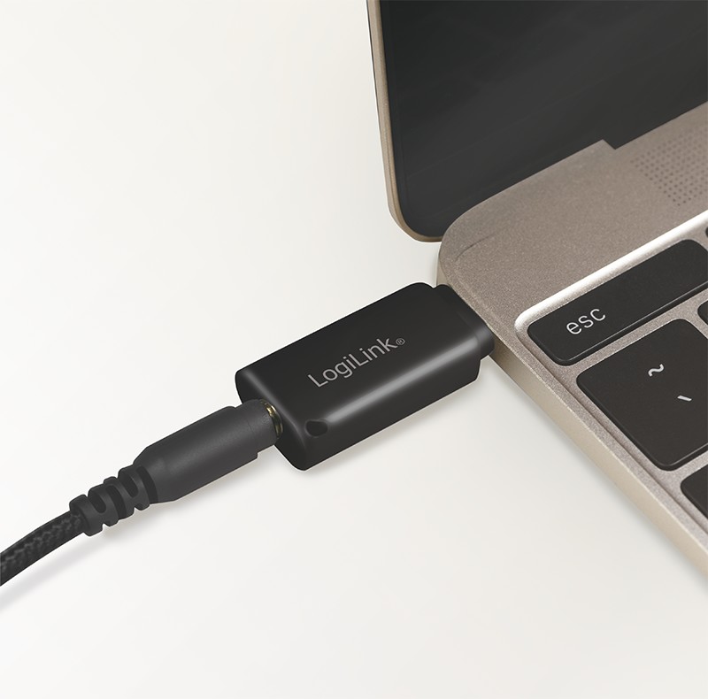 UA0356  Adaptador de audio USB 3.2, USB-C/M a 3,5 mm/F, negro  LogiLink