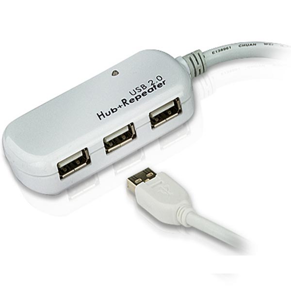 UE2120H  Cable extensor USB 2.0 de 12 m con hub de 4 puertos (soporta conexión en cadena hasta 60 m)