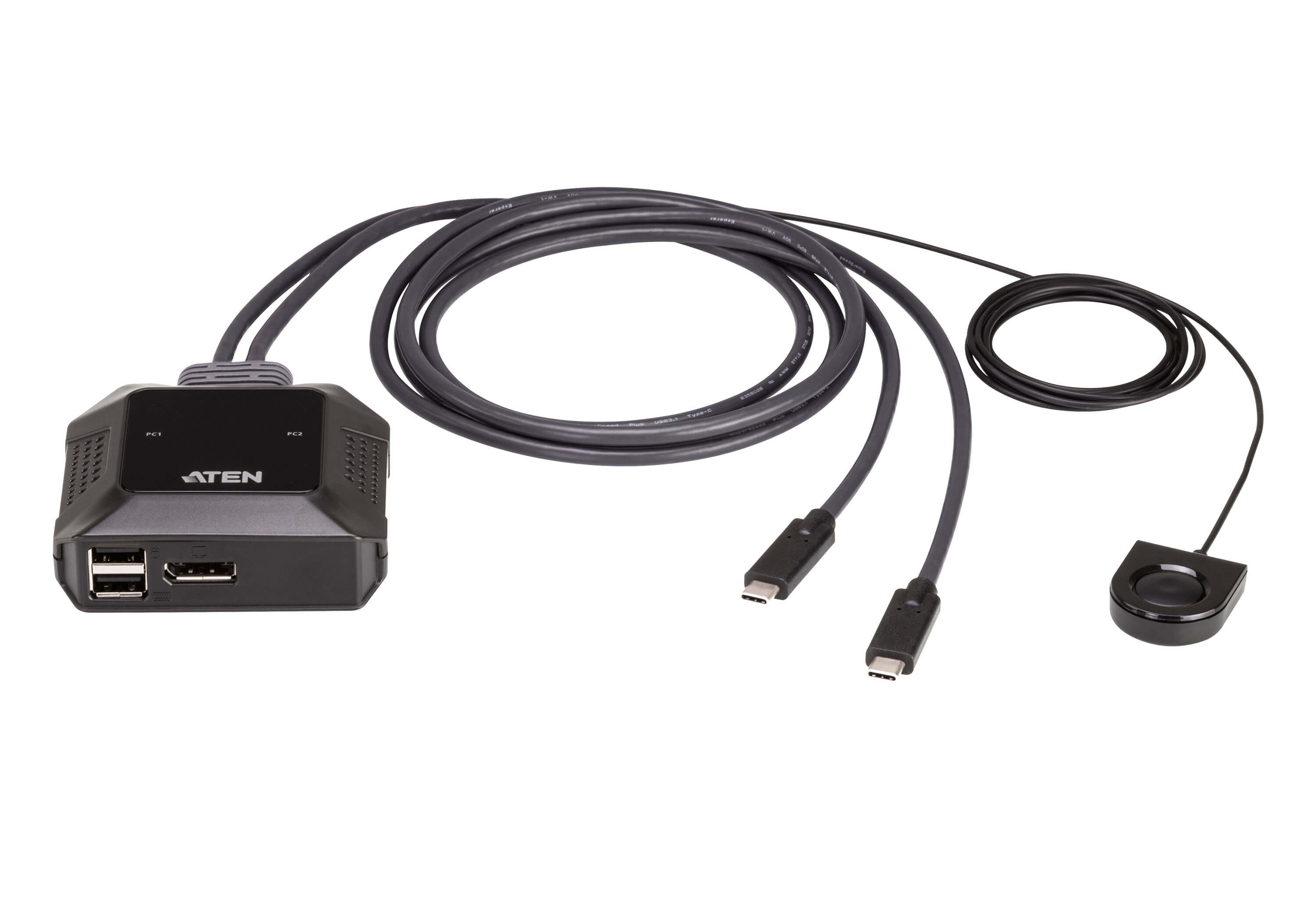 US3312  Conmutador KVM de 2 puertos DisplayPort 4K con cable USB-C y selector de puerto remoto