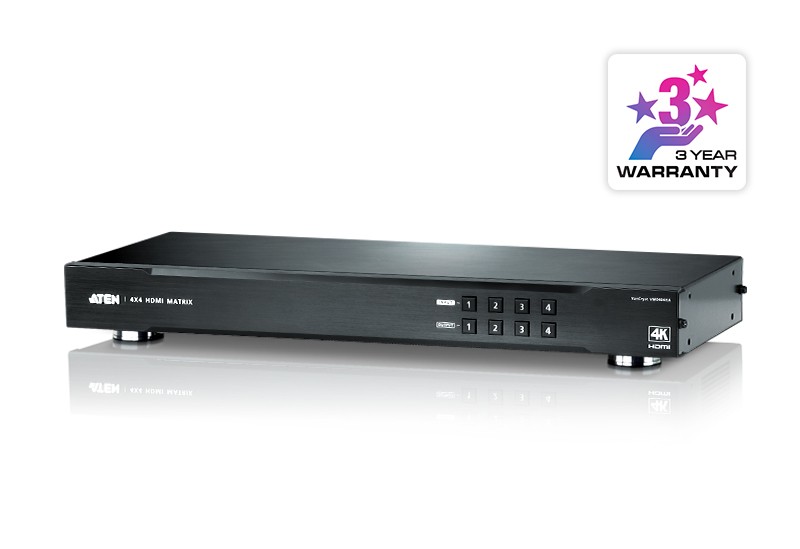 VM0404HA  Matriz de conmutación HDMI 4K 4 x 4  with IR / RS-232 Control, 30 Hz (4:4:4) y 60 Hz (4:2:0)