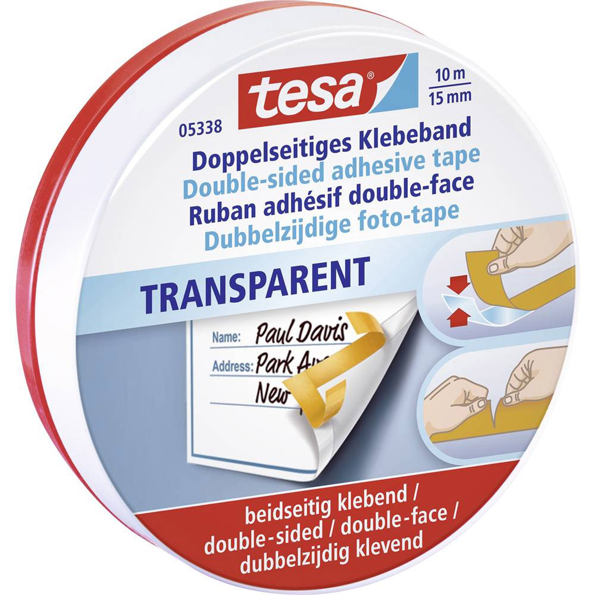 05338  Cinta adhesiva de doble cara 15mm x 10m Transparente  TESA