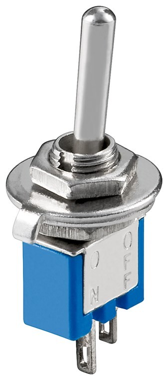 10013  Interruptor de palanca subminiatura, encendido y apagado, 2 pines, carcasa azul