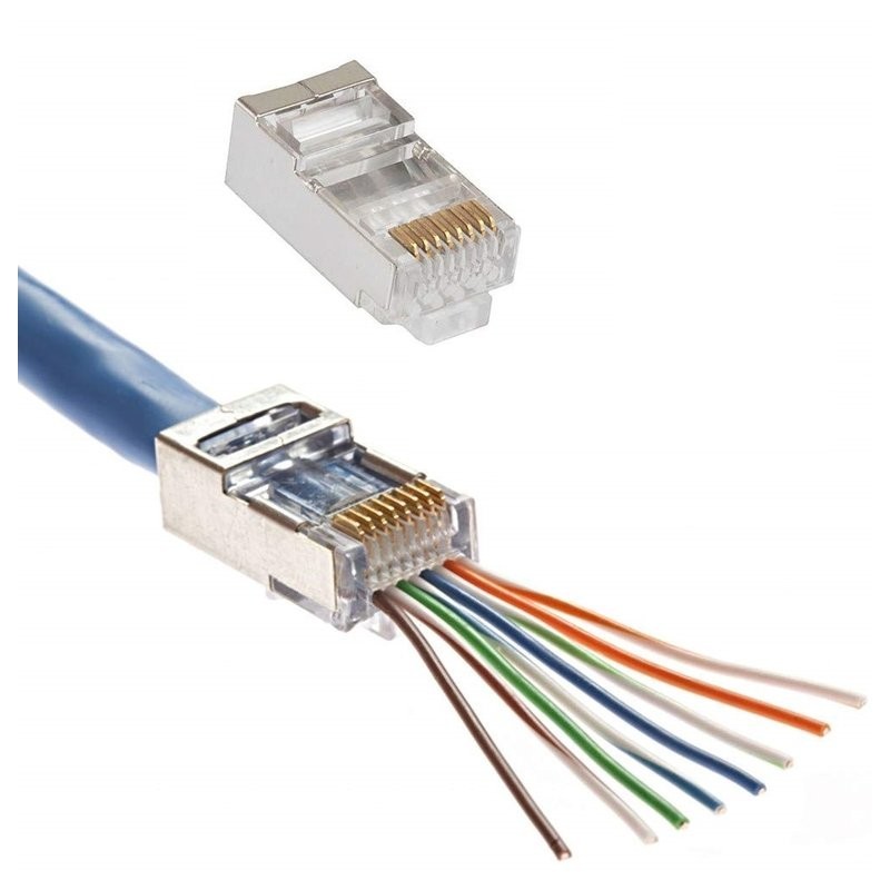 1003007MEZ  Conector RJ45 CAT 7 FTP PASANTE   (PRECIO 1 UNIDAD)   (EMBALAJE  1/100)