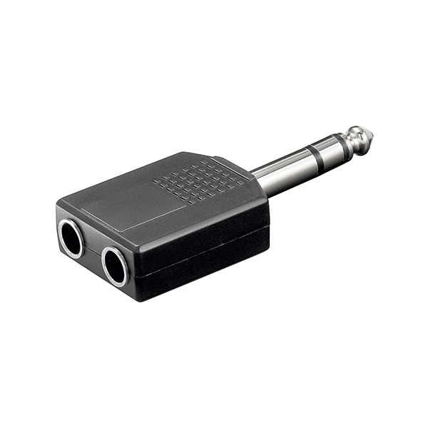 11102  Adaptador 6,3mm M 3-pin ST a 2x6,3mm H 3-pin ST COMPACTO NEGro ** ULTIMAS UNIDADES ****