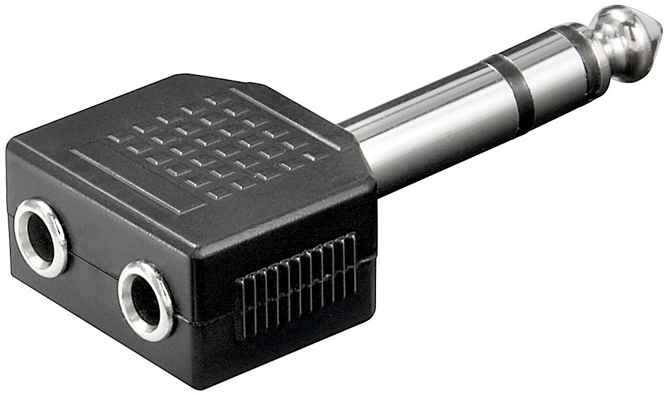 11103  Adaptador 6,35mm M 3-pin ST a 2x3,5mm H 3-pin ST Compacto