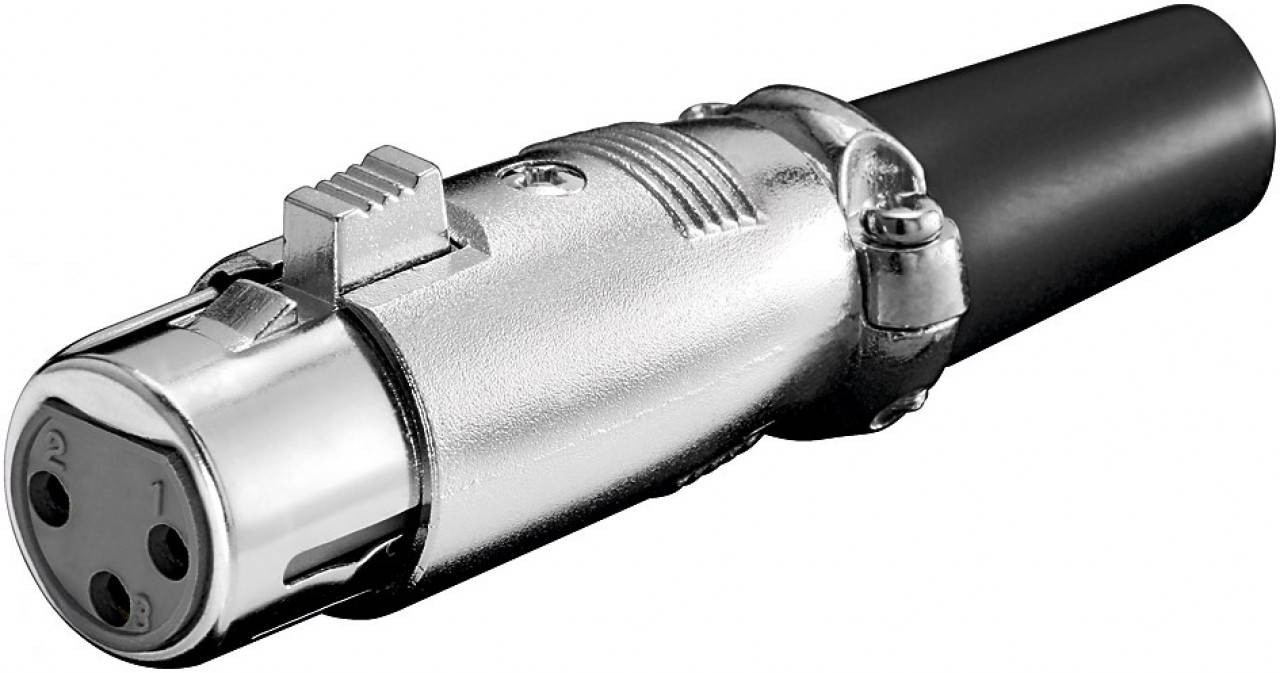 11223  Conector Audio XLR Hembra Microfono 3 pines Plata aereo Goobay
