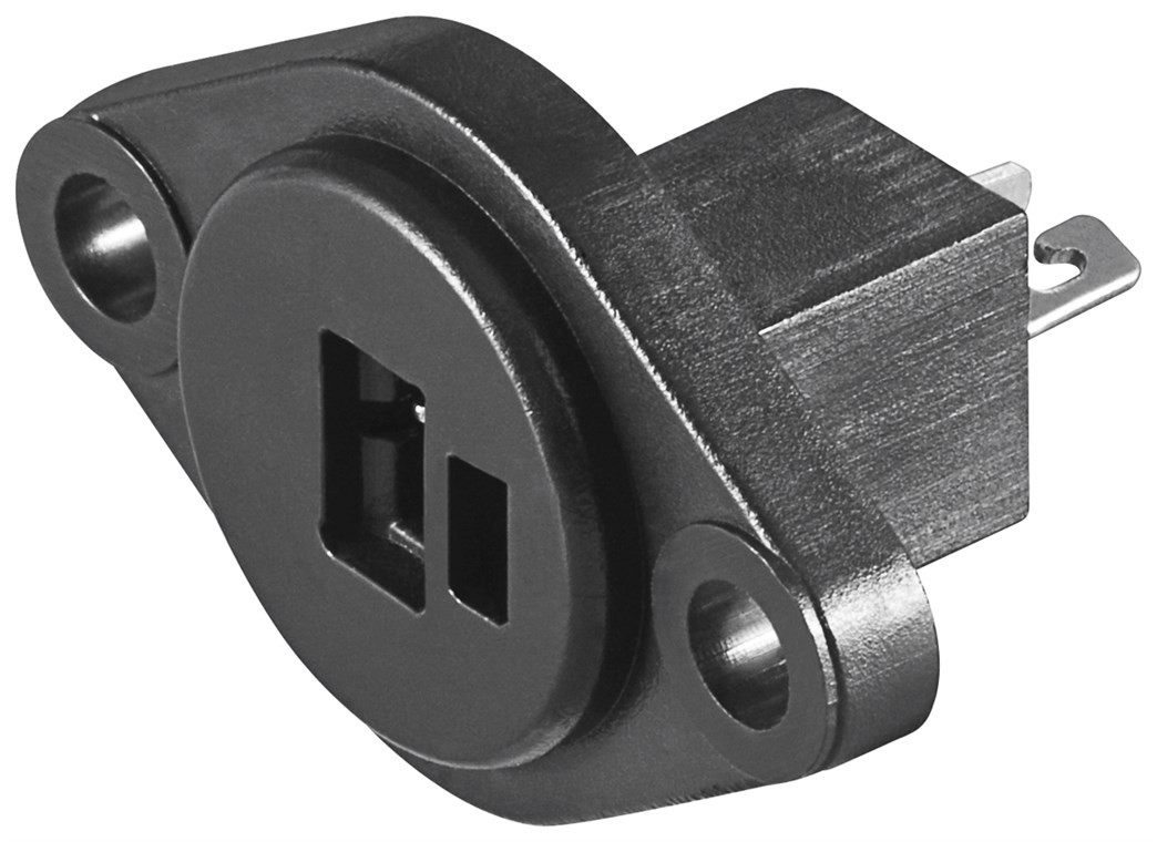 11249  Conector de Altavoz Punto y Raya Hembra Negro panel soldar