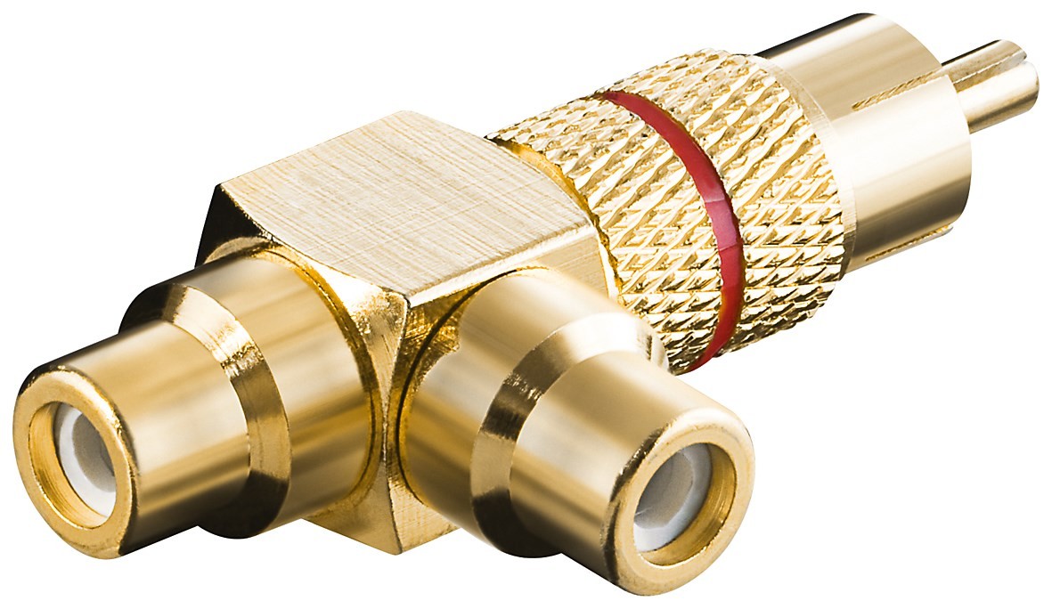 11388  Adaptador 1xRCA M a 2xRCA H Oro-Rojo