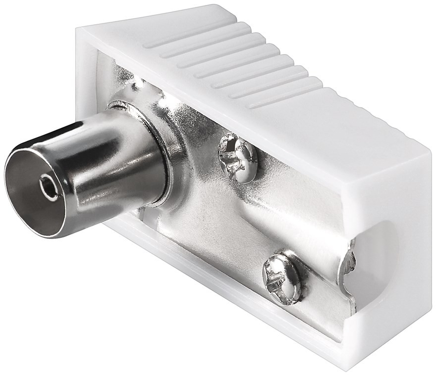 11505  Conector coaxial Hembra en &aacute;ngulo recto con fijaci&oacute;n mediante tornillos
adaptador de pl&aacute;stico