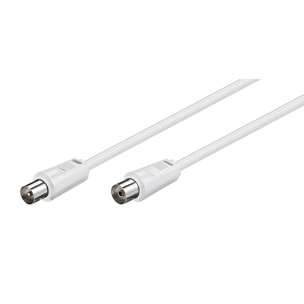 11510  Cable de Antena de  1,5m Coaxial Macho a Coaxial Hembra <70 dB Blanco Bulk Goobay