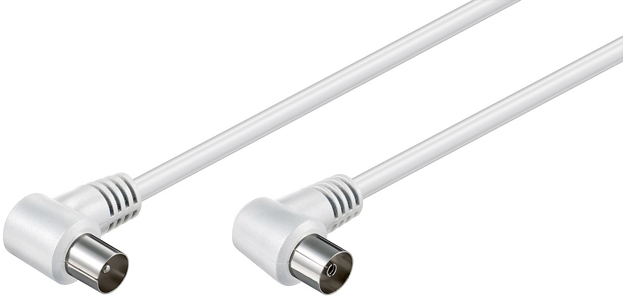 11520  Cable de Antena de  1,5m Coaxial Macho 90°  a Coaxial Hembra 90° Blan <70 dB Blanco Bulk Goobay