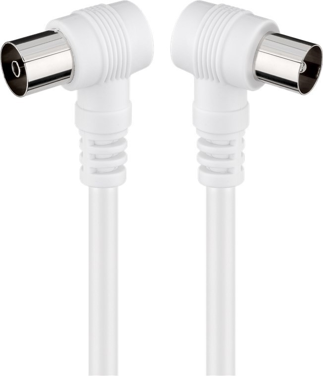 11521  Cable de Antena de  2,5m Coaxial Macho 90°  a Coaxial Hembra 90° <70 dB Blanco Bulk Goobay