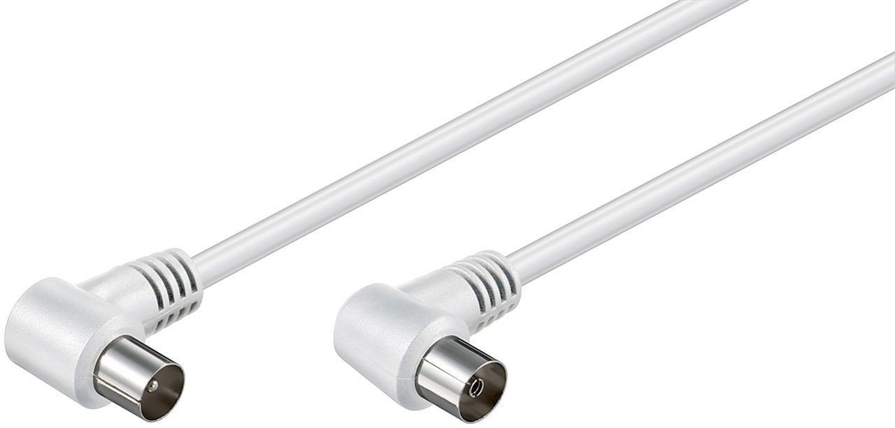 11522  Cable de Antena de  5,0m Coaxial Macho 90°  a Coaxial Hembra 90° <70 dB Blanco Bulk Goobay