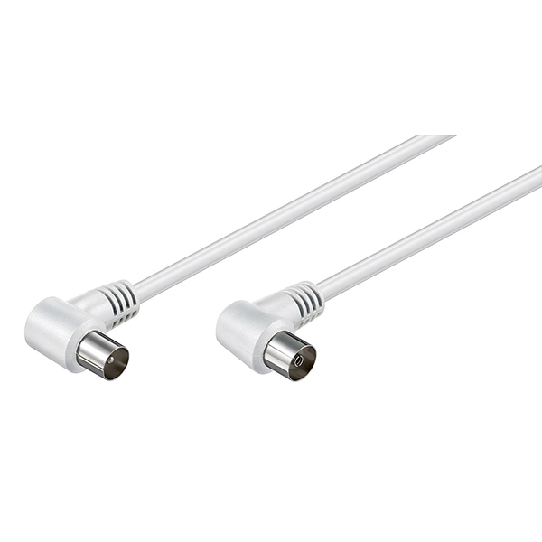 11524  Cable de Antena de 10m Coaxial Macho 90°  a Coaxial Hembra 90° <70 dB Blanco Bulk Goobay