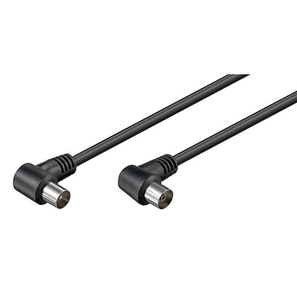 11525  Cable de Antena de  1,5m Coaxial Macho 90°  a Coaxial Hembra 90° <70 dB Negro Bulk Goobay