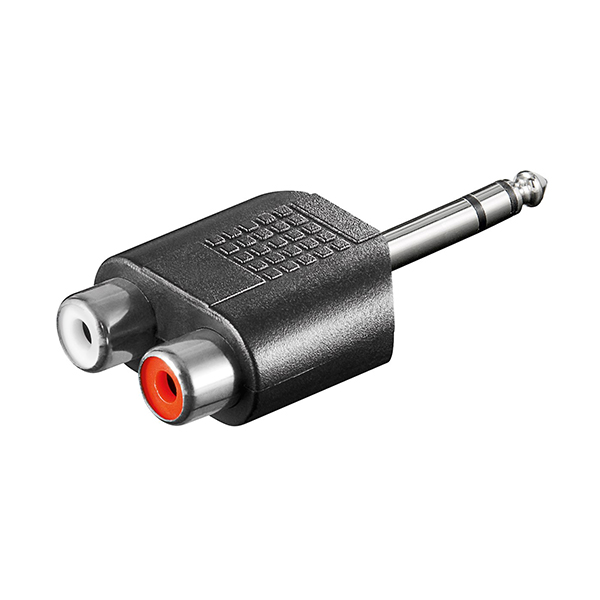 11615  Adaptador 6,3mm M 3-pin ST a 2xRCA H Rojo y blanco Compacto