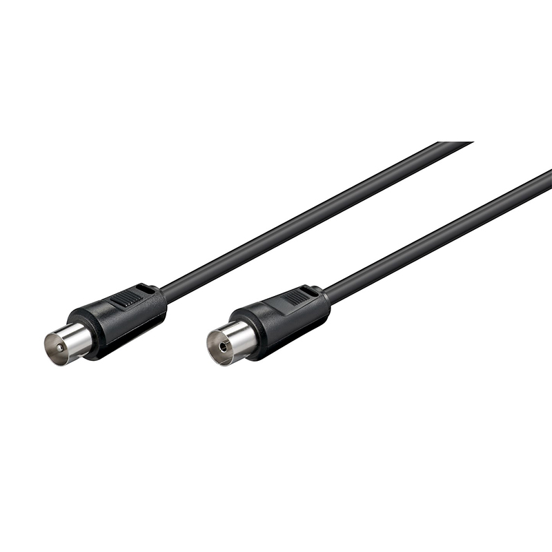 11720  Cable de Antena de  1,5m Coaxial Macho a Coaxial Hembra <70 dB Negro Bulk Goobay