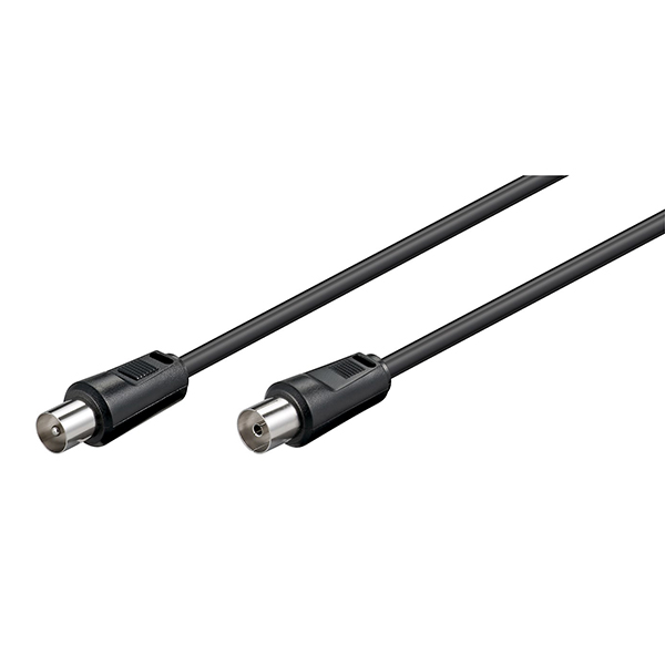 11722  Cable de Antena de  2,5m Coaxial Macho a Coaxial Hembra <70 dB Negro Bulk Goobay